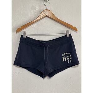 VTG Y2K 2000's Hollister Micro Mini Sweat Shorts M Navy Blue Cotton Casual
